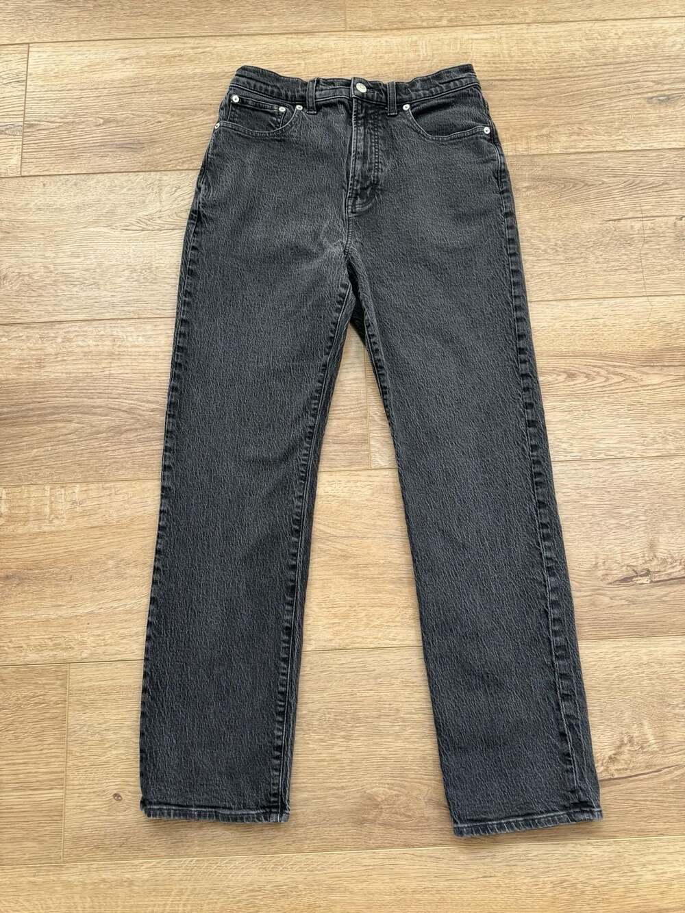 Madewell 90s Straight Jeans Black Wash High Rise Stretch Denim Size 29 - Picture 2 of 16